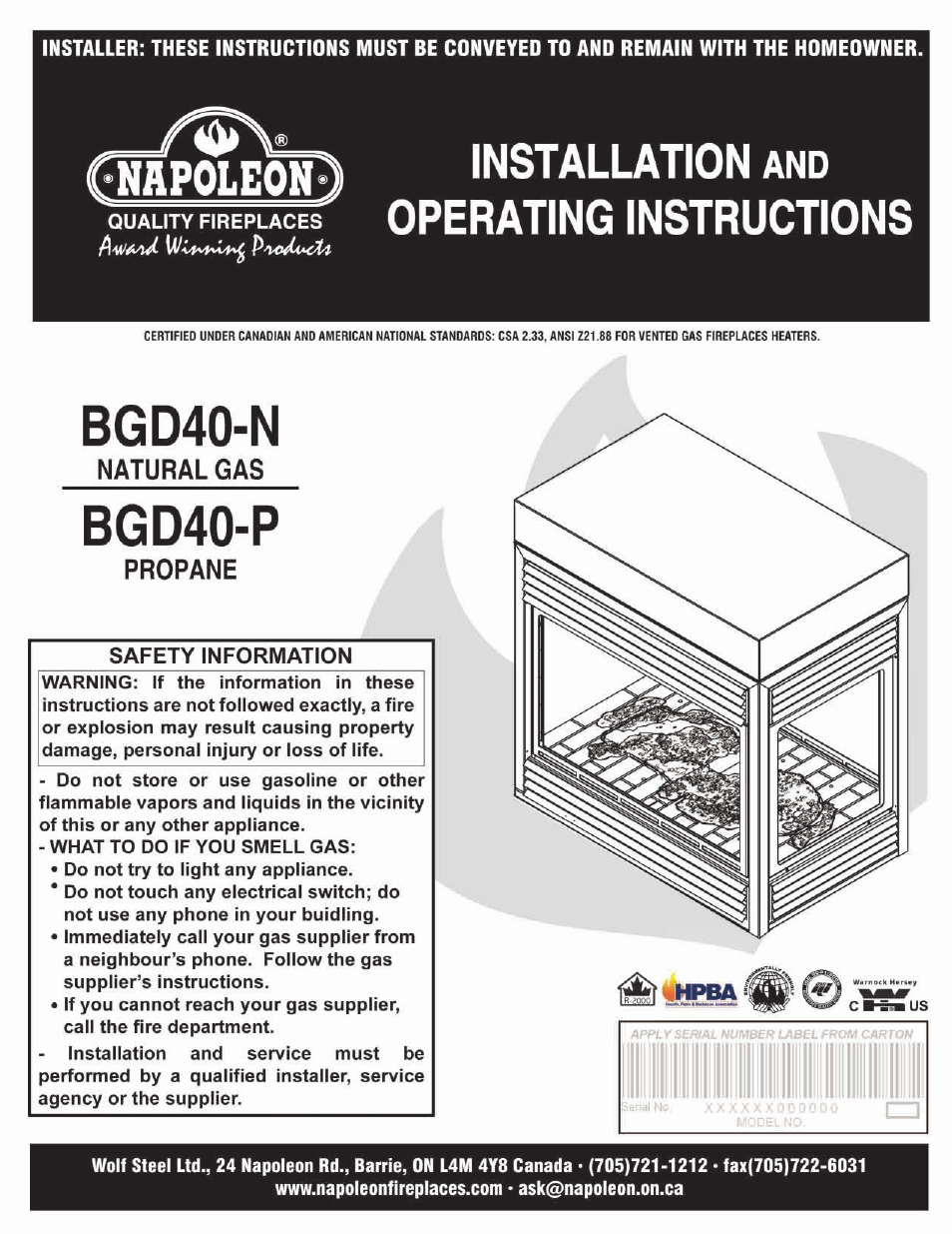 Napoleon Fireplaces BGD40-N User Manual | 36 pages