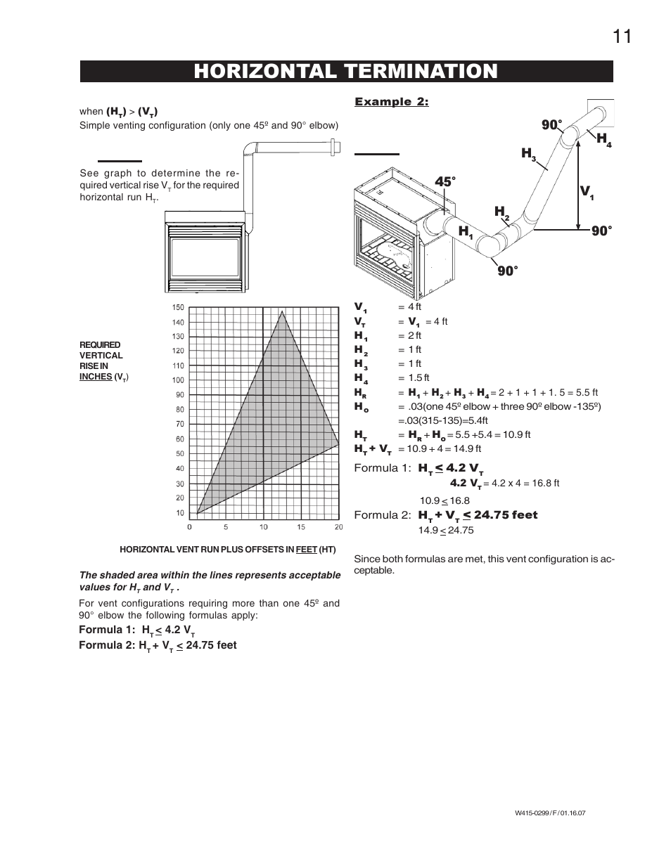 Horizontal termination, 90° h | Napoleon Fireplaces BGD40-N User Manual | Page 11 / 36