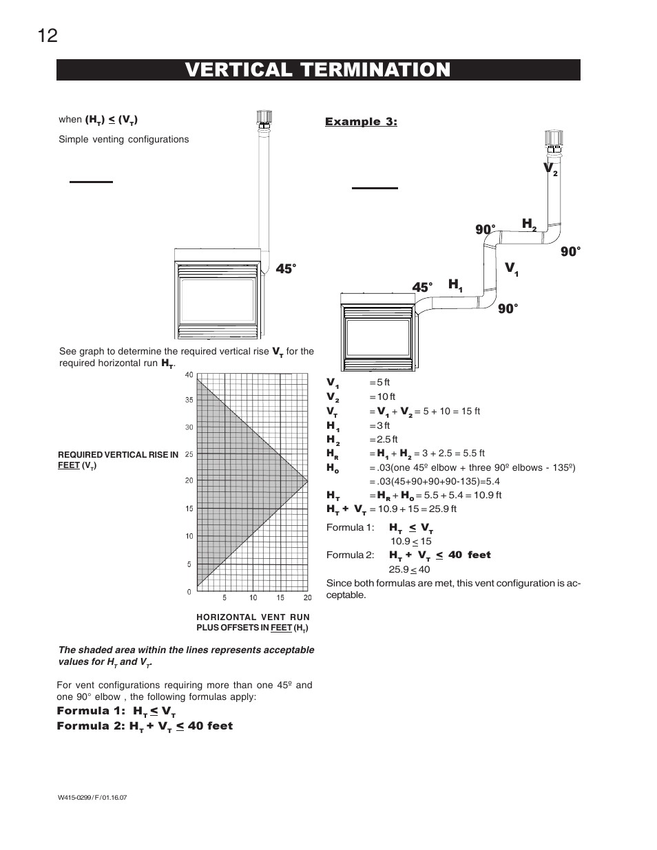 Vertical termination, 90° v | Napoleon Fireplaces BGD40-N User Manual | Page 12 / 36