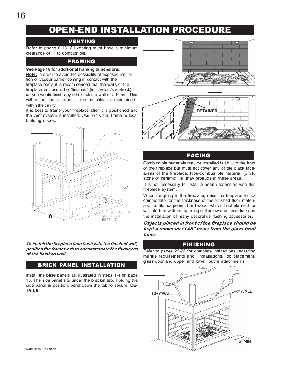 Open-end installation procedure | Napoleon Fireplaces BGD40-N User Manual | Page 16 / 36