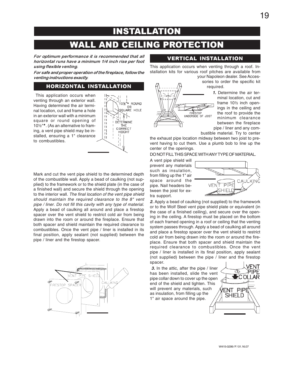Installation wall and ceiling protection | Napoleon Fireplaces BGD40-N User Manual | Page 19 / 36