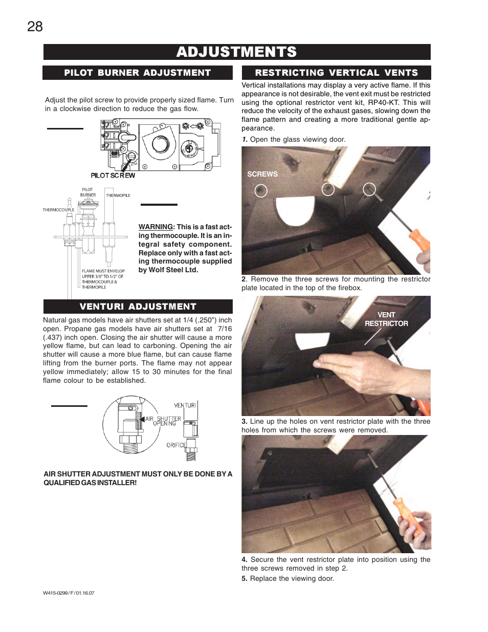 Adjustments | Napoleon Fireplaces BGD40-N User Manual | Page 28 / 36