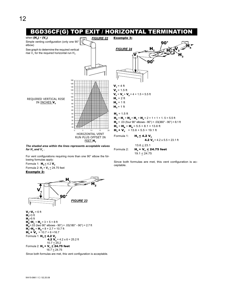 Bgd36cf(g) top exit / horizontal termination, 90° h | Napoleon Fireplaces BGD36CFPTR User Manual | Page 12 / 48