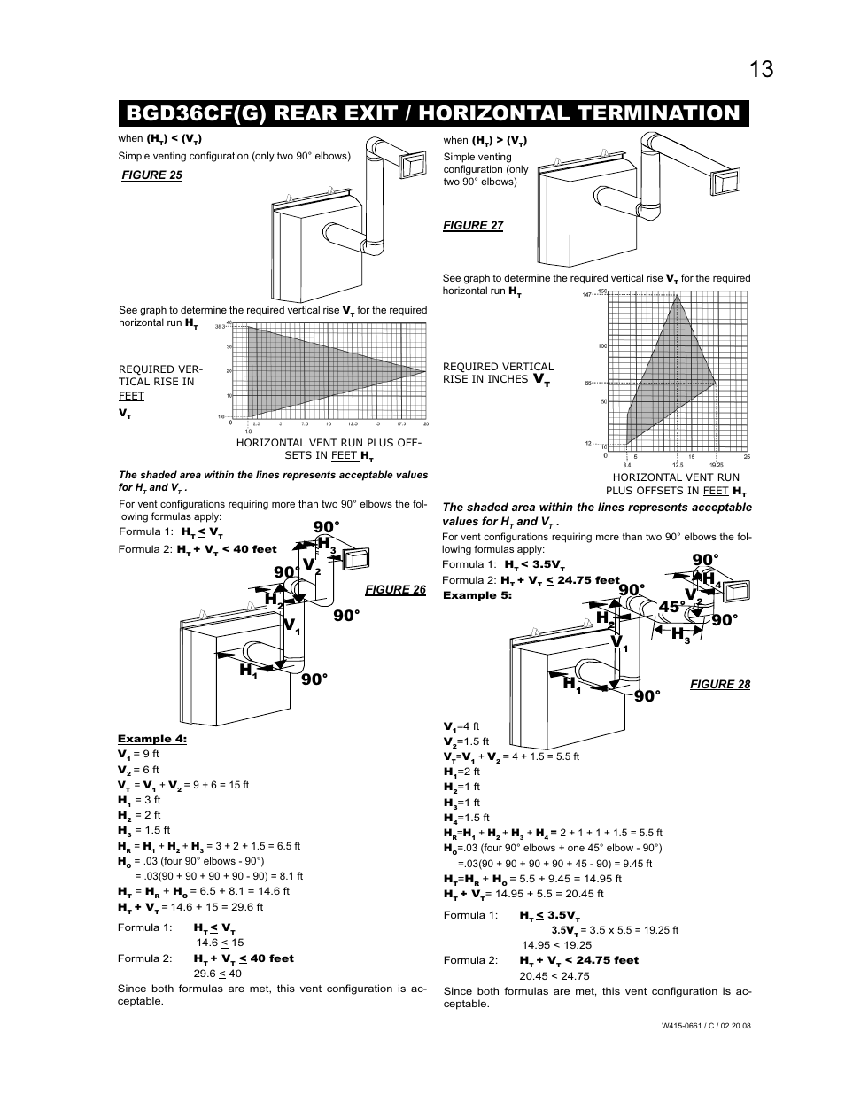 Bgd36cf(g) rear exit / horizontal termination, 90° h | Napoleon Fireplaces BGD36CFPTR User Manual | Page 13 / 48