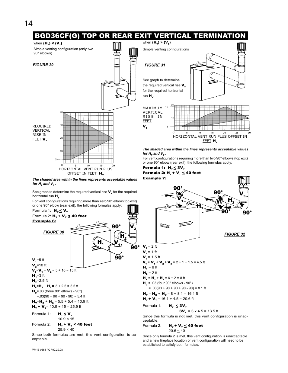 Bgd36cf(g) top or rear exit vertical termination, 90° h, 90° v | Napoleon Fireplaces BGD36CFPTR User Manual | Page 14 / 48