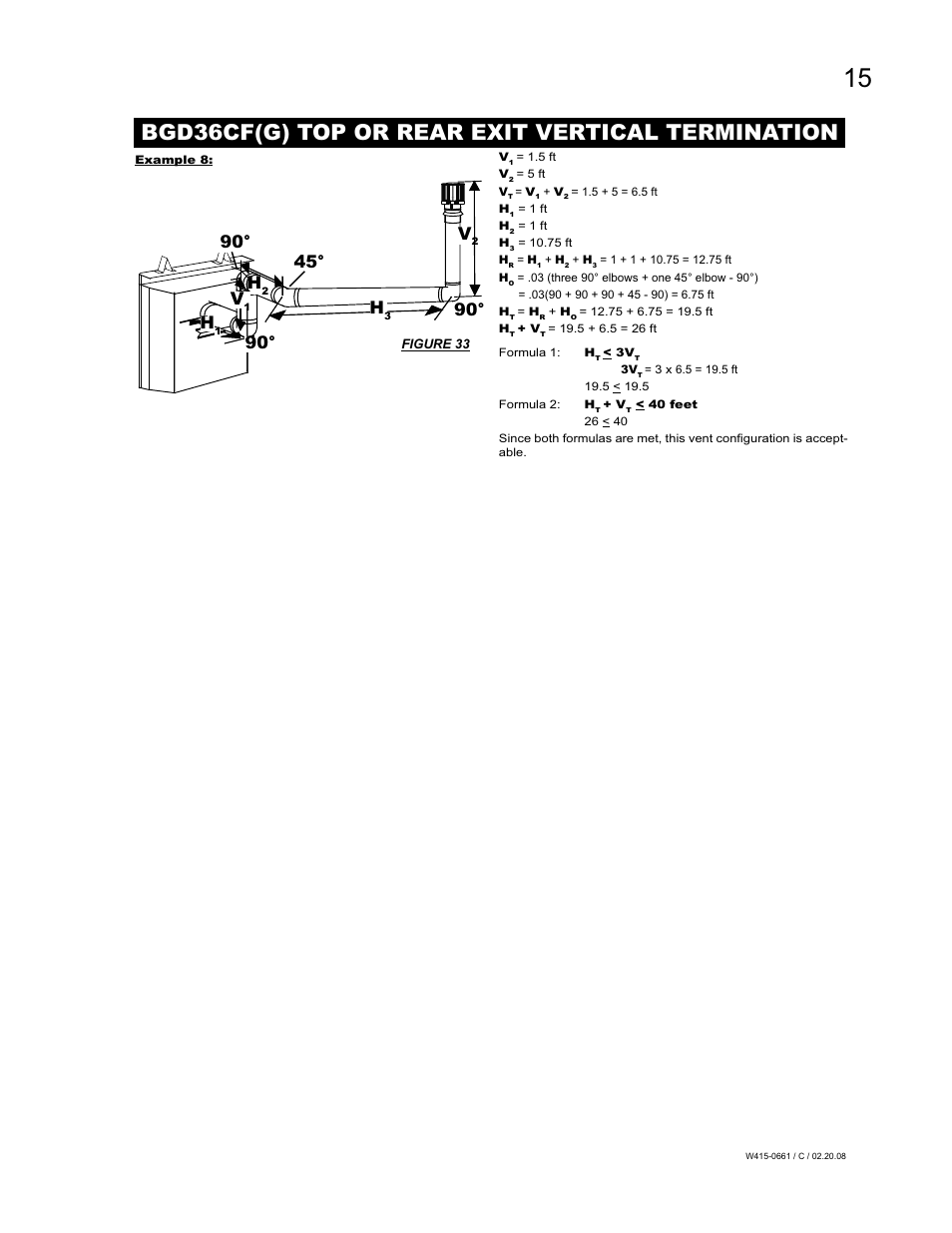 Bgd36cf(g) top or rear exit vertical termination | Napoleon Fireplaces BGD36CFPTR User Manual | Page 15 / 48