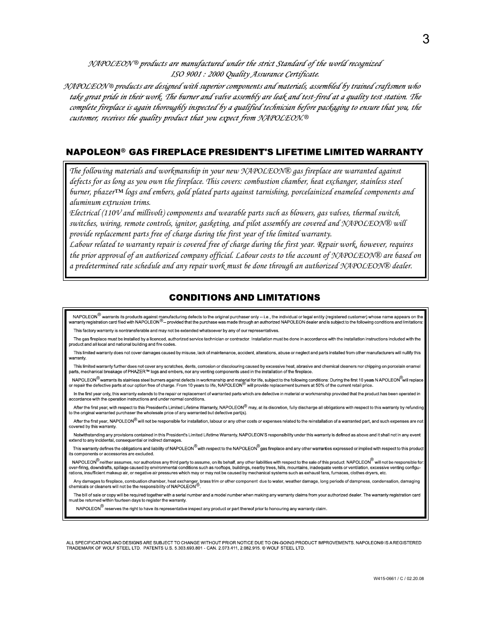 Napoleon Fireplaces BGD36CFPTR User Manual | Page 3 / 48