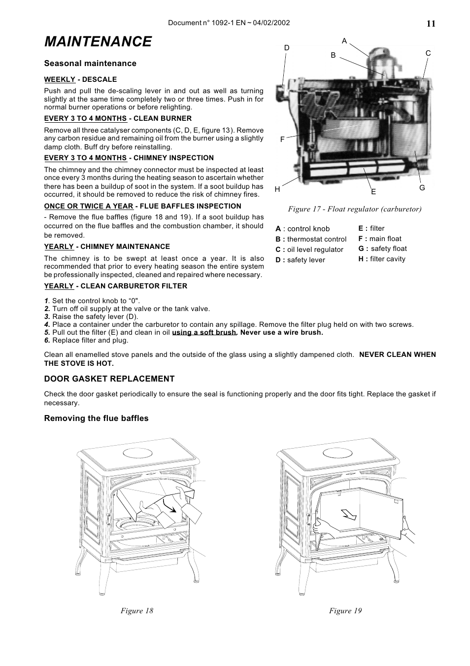 Pg. 11 . . maintenance, Maintenance | Napoleon Fireplaces OS10-3 User Manual | Page 11 / 16