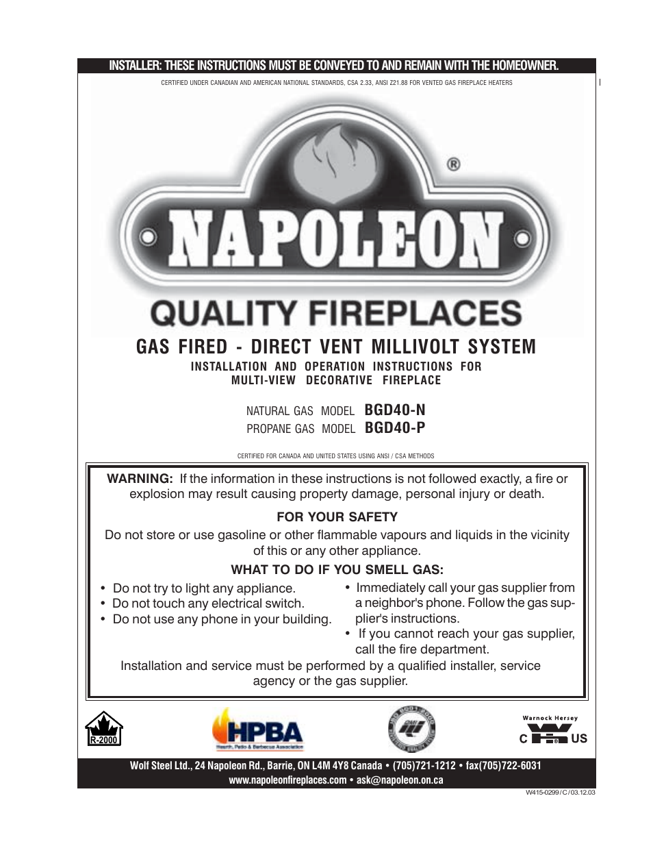 Napoleon Fireplaces BGD40-P User Manual | 36 pages