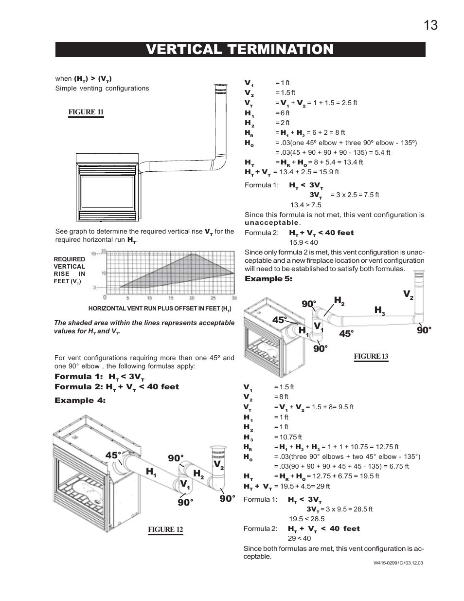 Vertical termination, 90° v, 45° h | Napoleon Fireplaces BGD40-P User Manual | Page 13 / 36