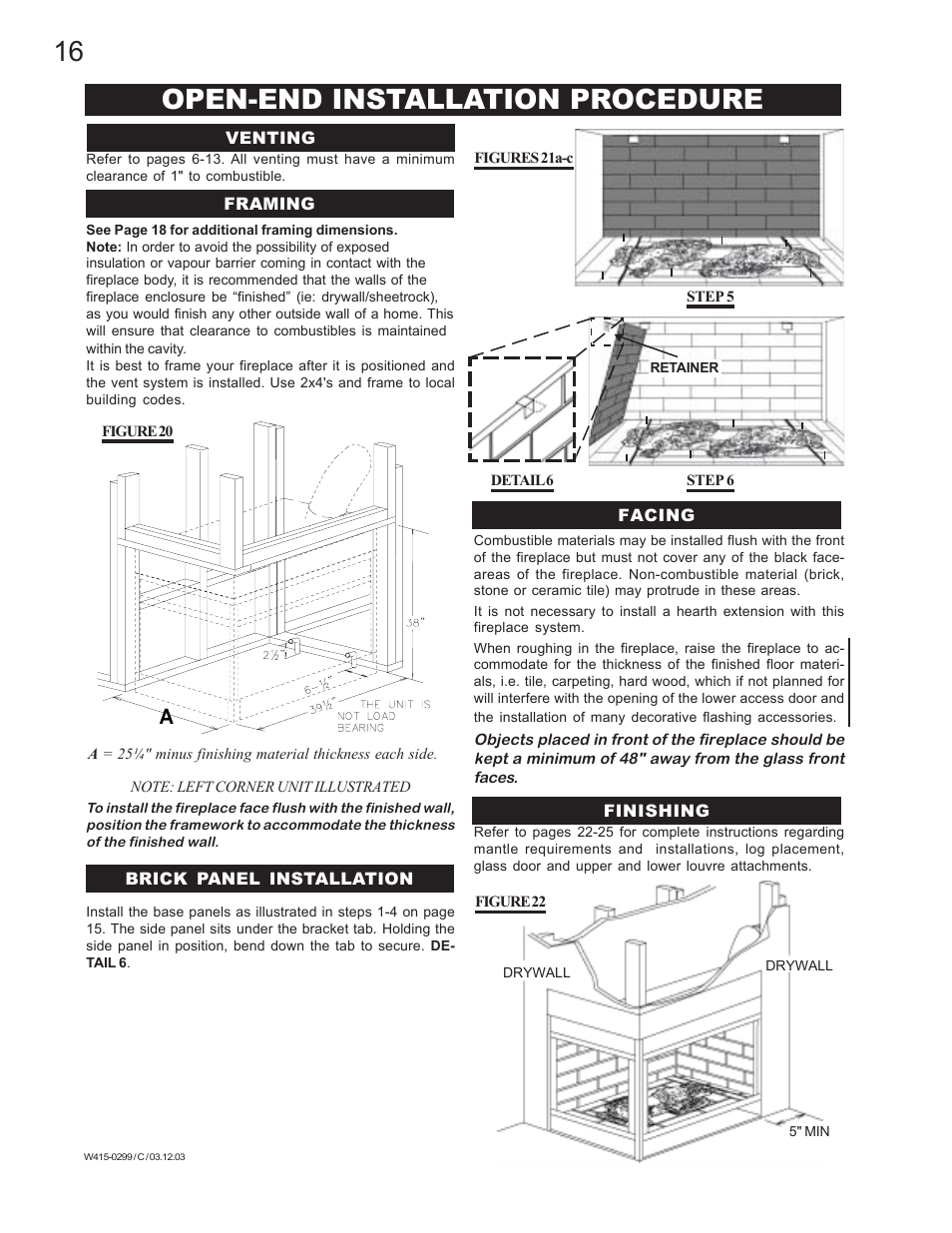 Open-end installation procedure | Napoleon Fireplaces BGD40-P User Manual | Page 16 / 36