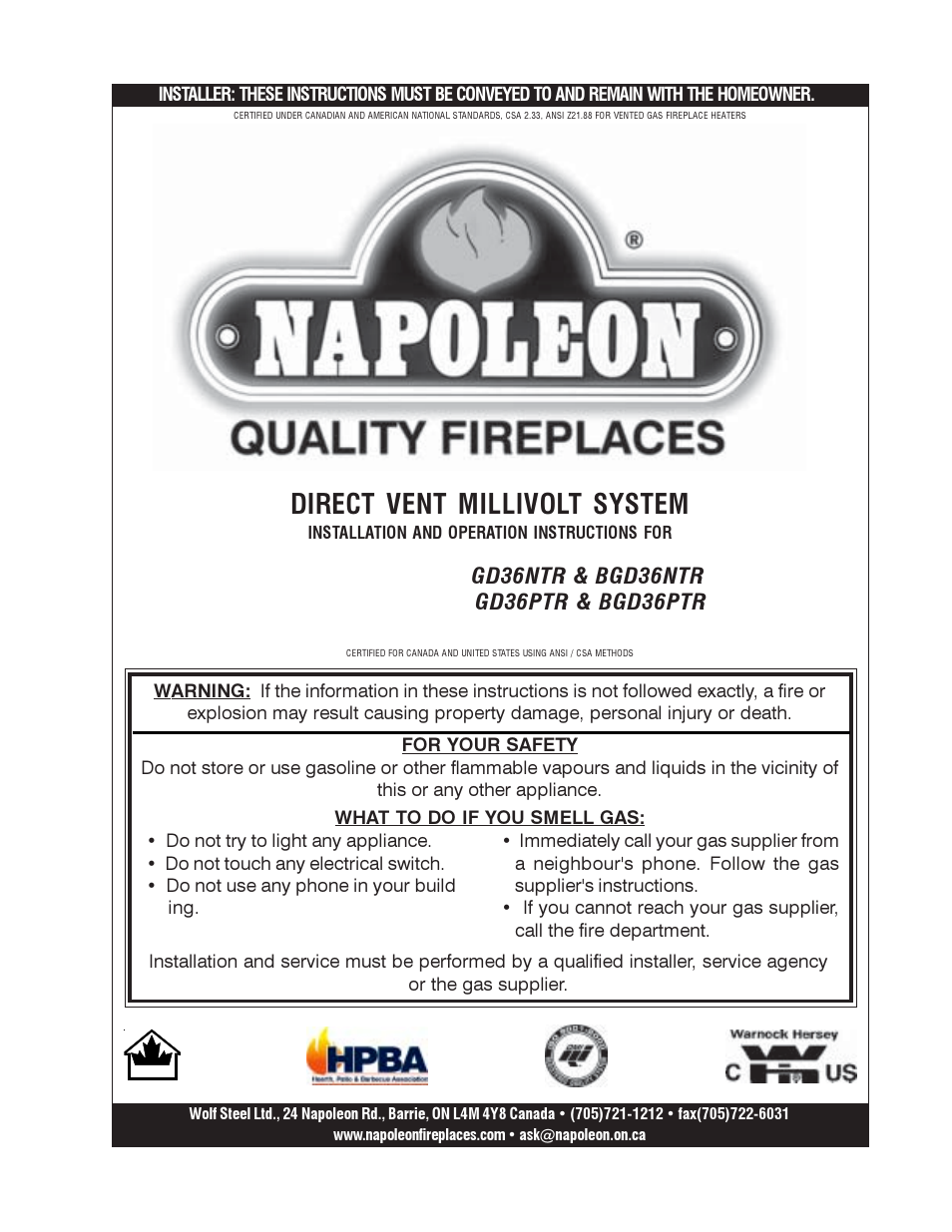 Napoleon Fireplaces BGD36PTR User Manual | 32 pages