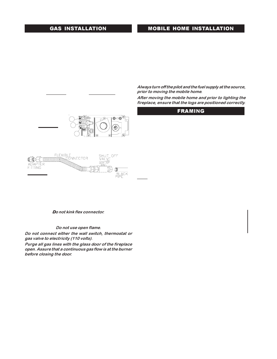 Framing mobile home installation gas installation | Napoleon Fireplaces BGD36PTR User Manual | Page 20 / 32