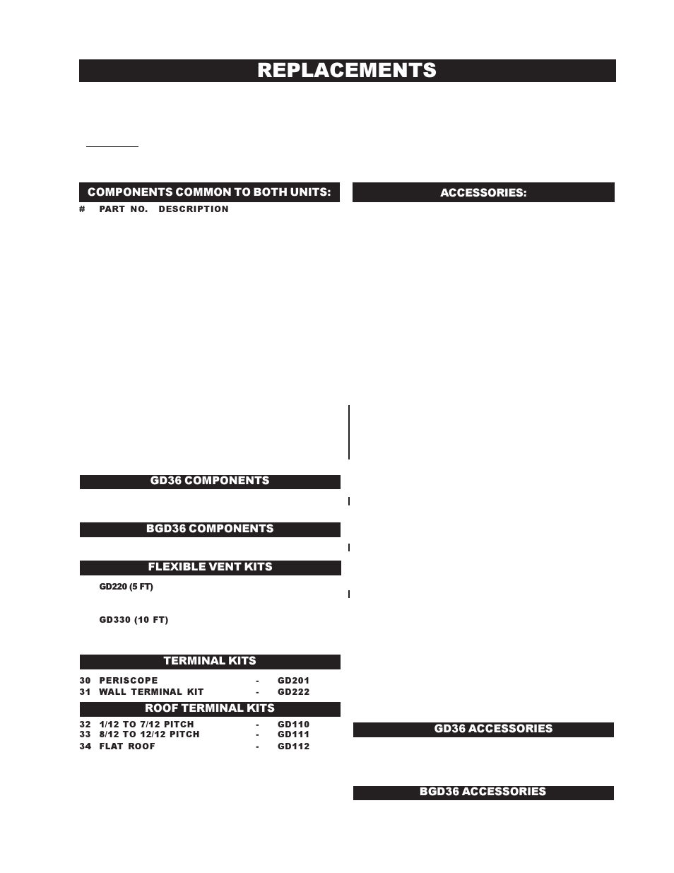 Replacements | Napoleon Fireplaces BGD36PTR User Manual | Page 29 / 32