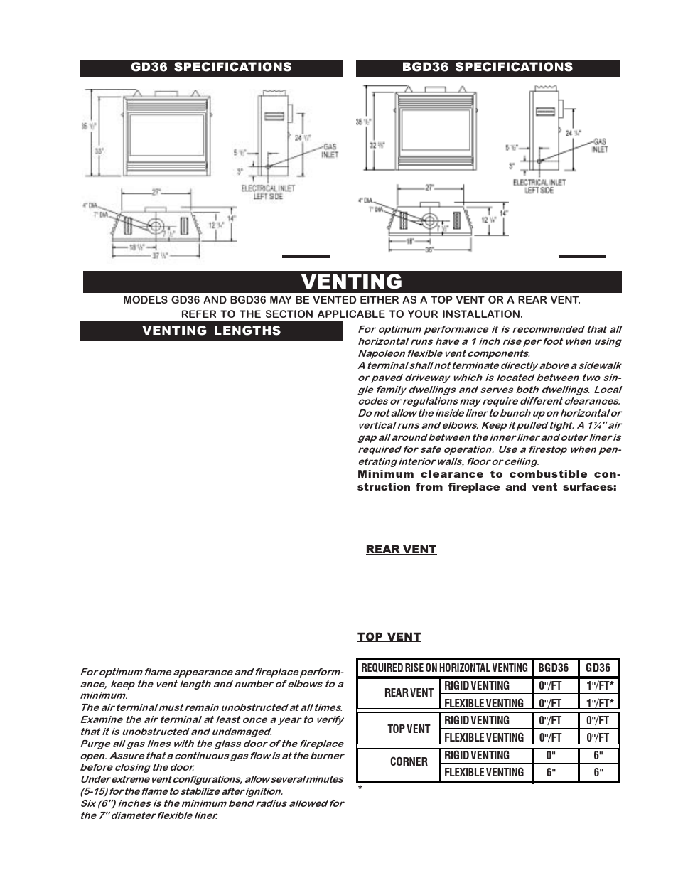 Venting | Napoleon Fireplaces BGD36PTR User Manual | Page 5 / 32