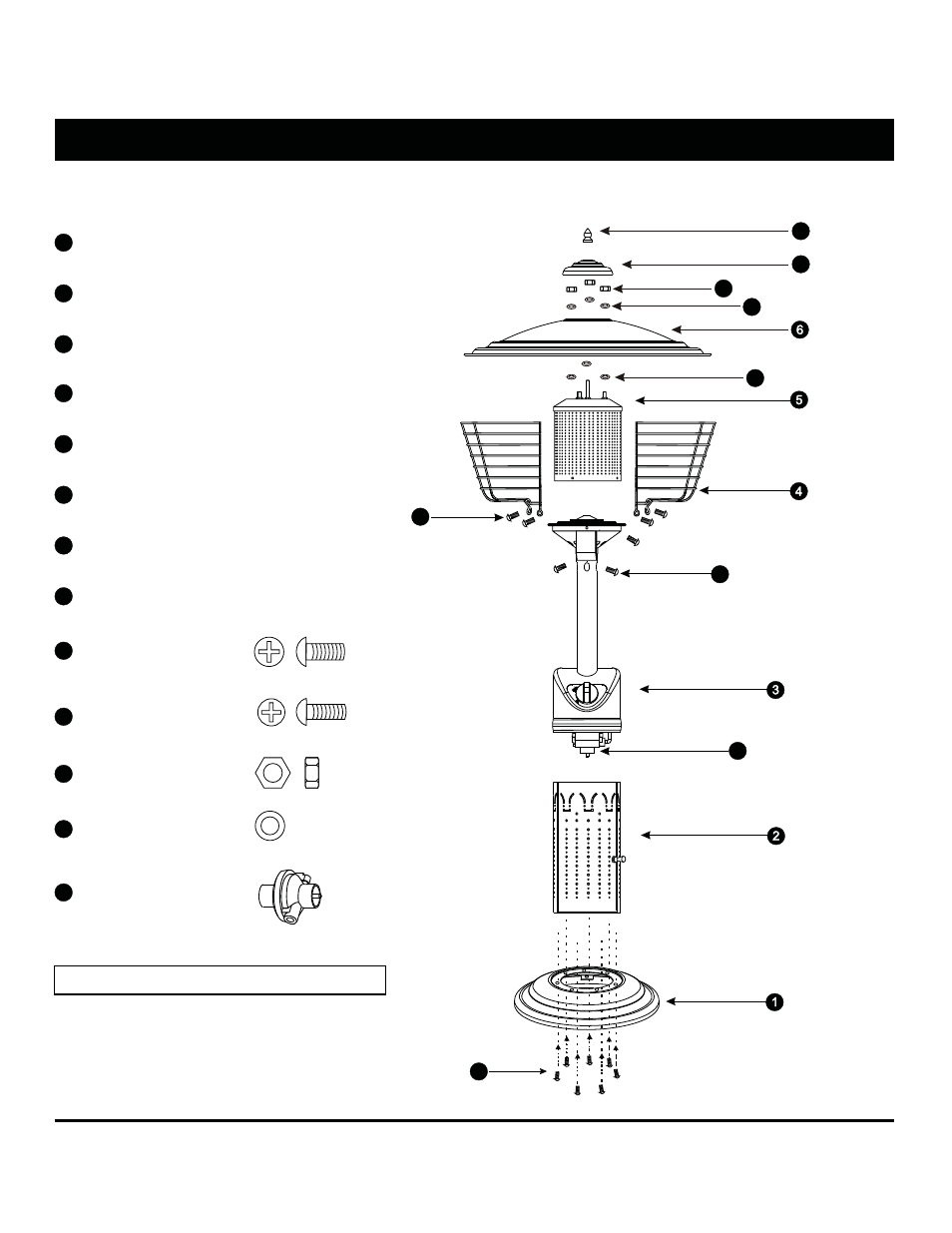 Parts list | Napoleon Fireplaces Tabeltop Patio Heater SRPT03-XXXX User Manual | Page 6 / 19