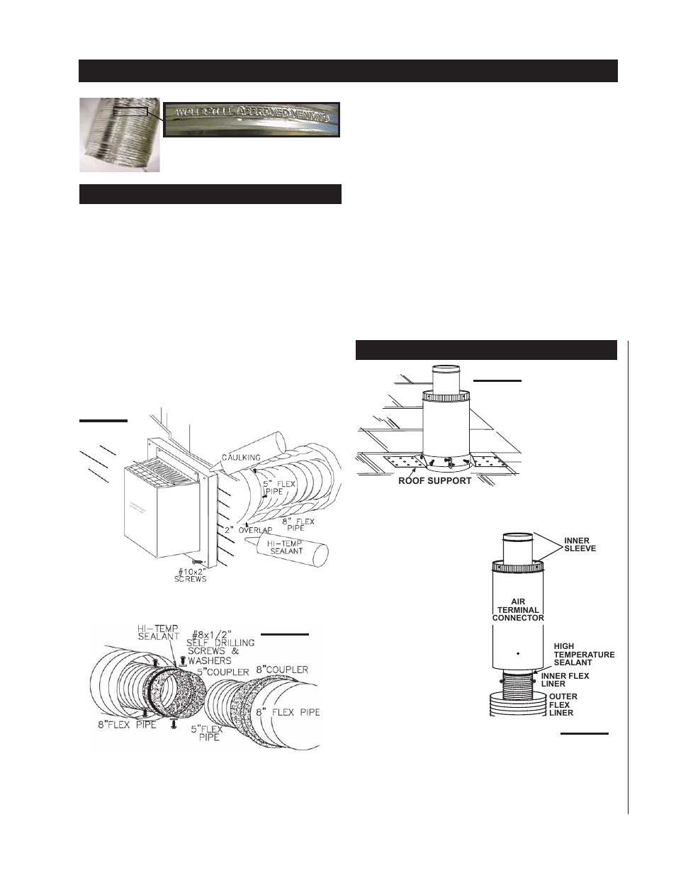 Using flexible vent components | Napoleon Fireplaces B36DFN User Manual | Page 15 / 30