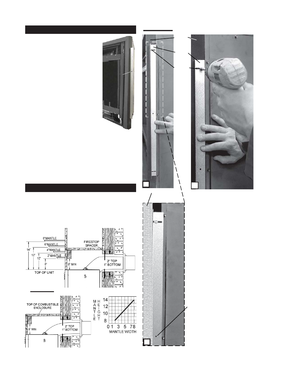 Ab c, Nailing tab installation mantle installation | Napoleon Fireplaces B36DFN User Manual | Page 18 / 30
