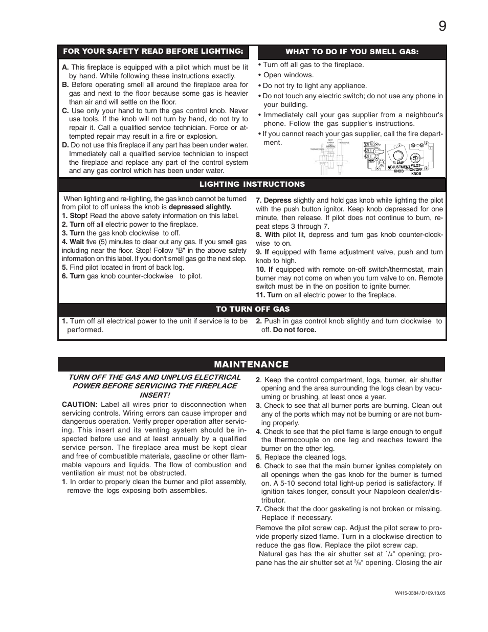 Maintenance | Napoleon Fireplaces GDI-30N User Manual | Page 9 / 16