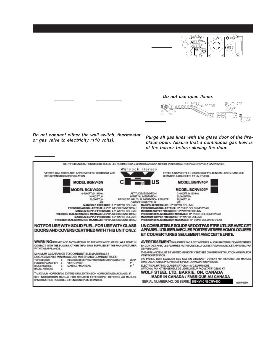 Gas installation | Napoleon Fireplaces BGNV40-N User Manual | Page 13 / 28
