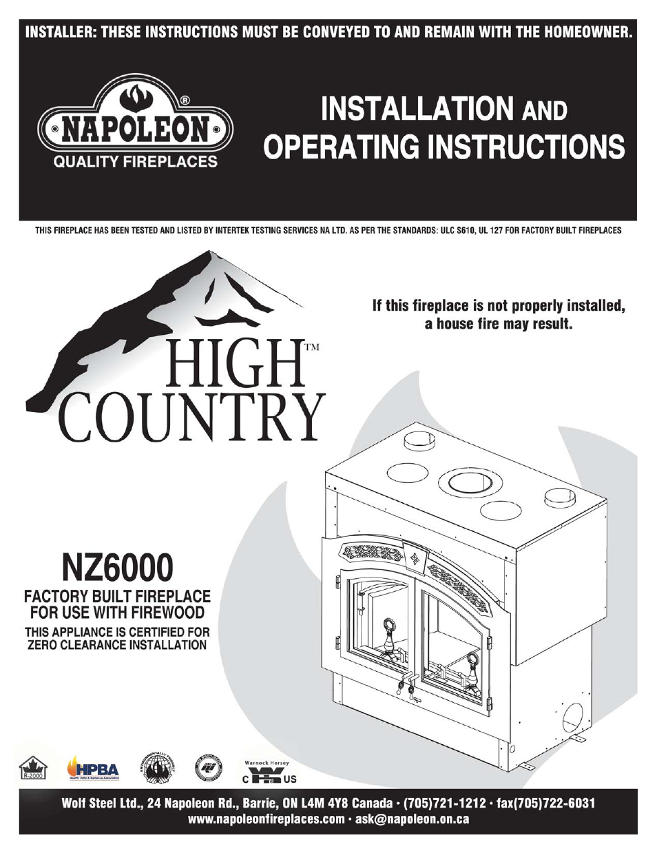 Napoleon Fireplaces NZ6000 User Manual | 32 pages