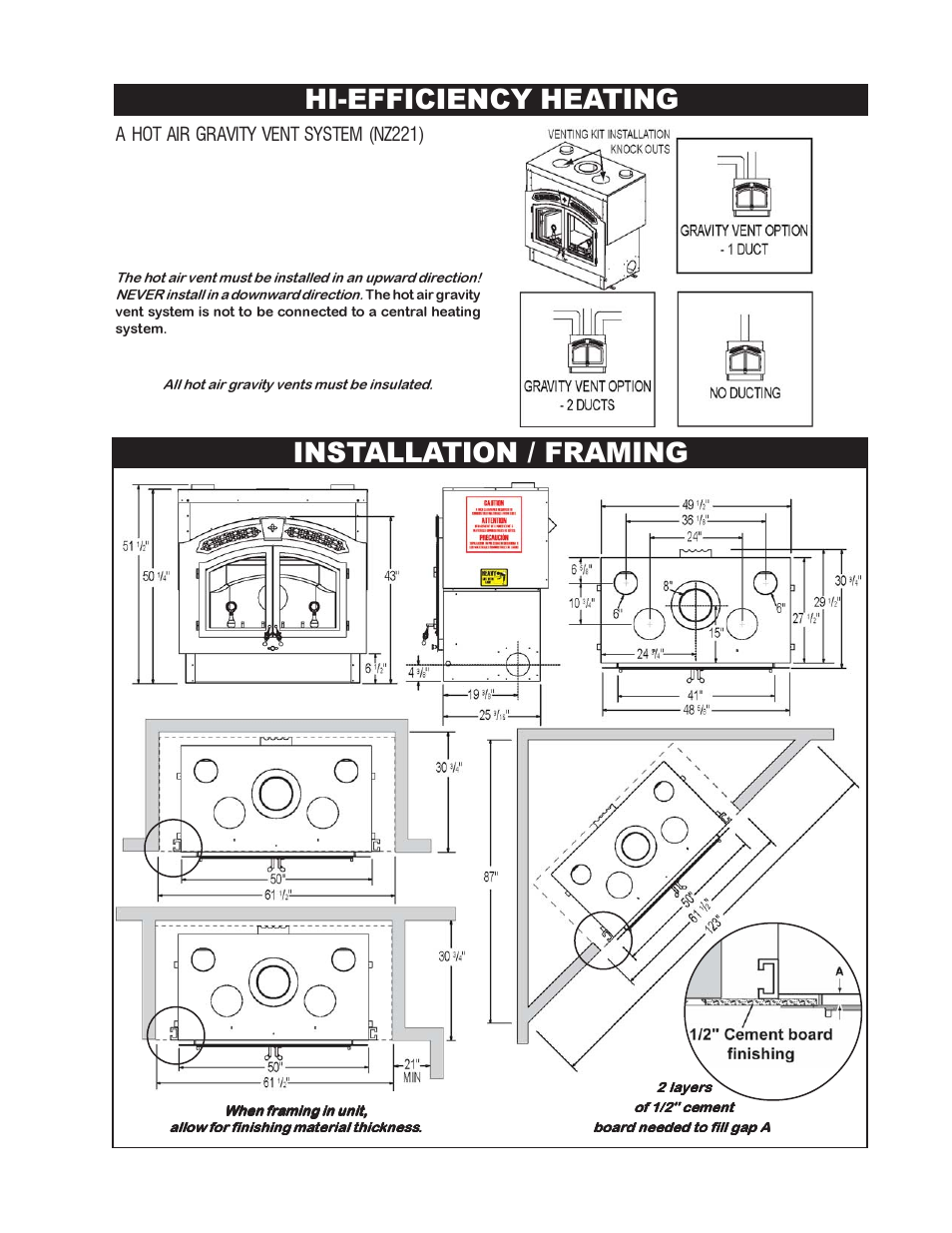 Hi-efficiency heating installation / framing | Napoleon Fireplaces NZ6000 User Manual | Page 7 / 32