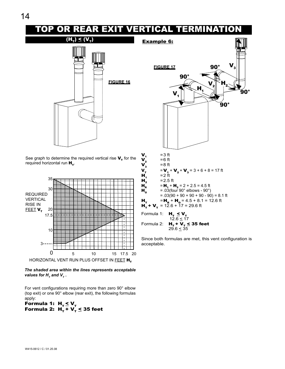 Top or rear exit vertical termination, 90° h | Napoleon Fireplaces Vittoria GD19P User Manual | Page 14 / 36