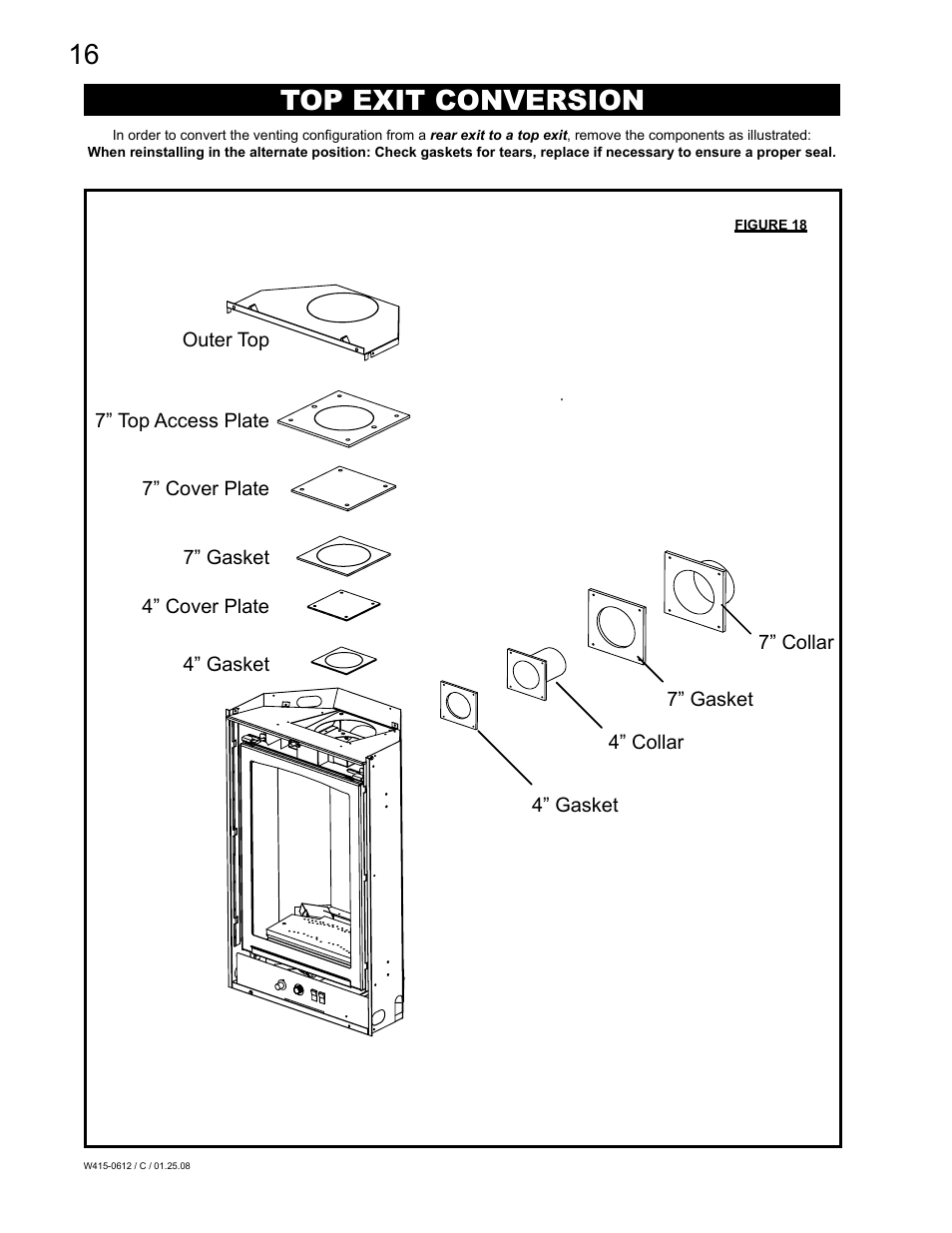 Top exit conversion | Napoleon Fireplaces Vittoria GD19P User Manual | Page 16 / 36
