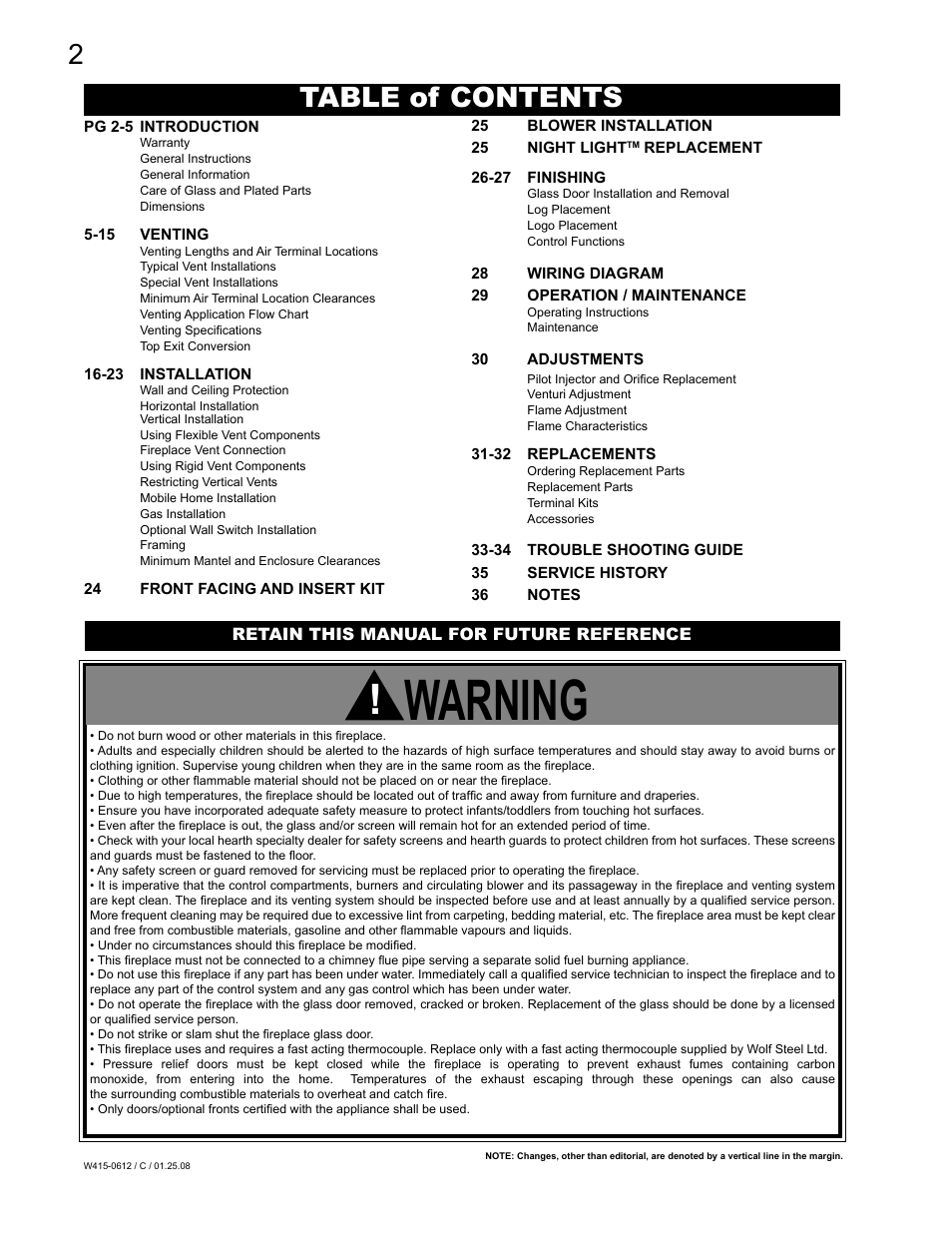 Napoleon Fireplaces Vittoria GD19P User Manual | Page 2 / 36