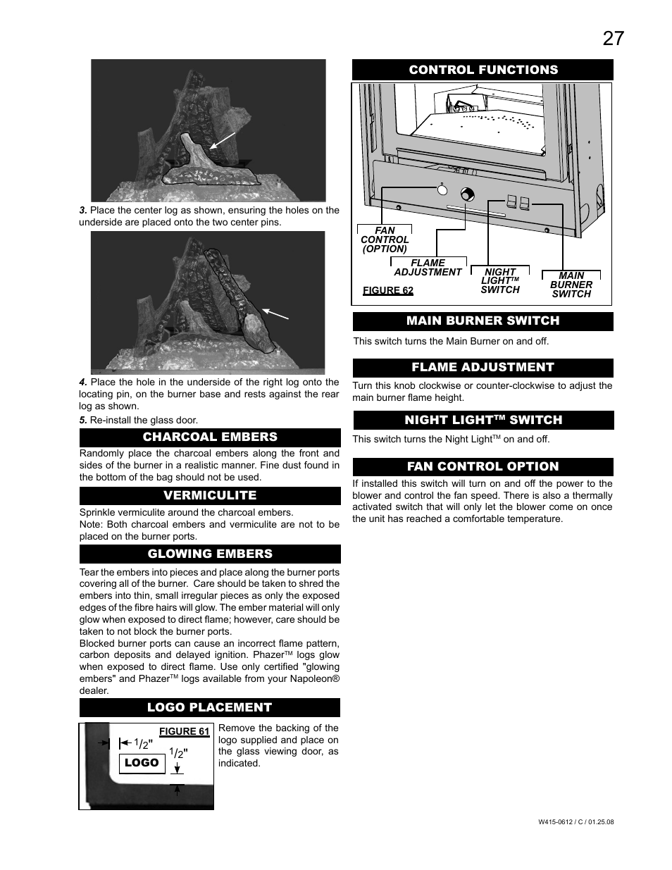 Napoleon Fireplaces Vittoria GD19P User Manual | Page 27 / 36