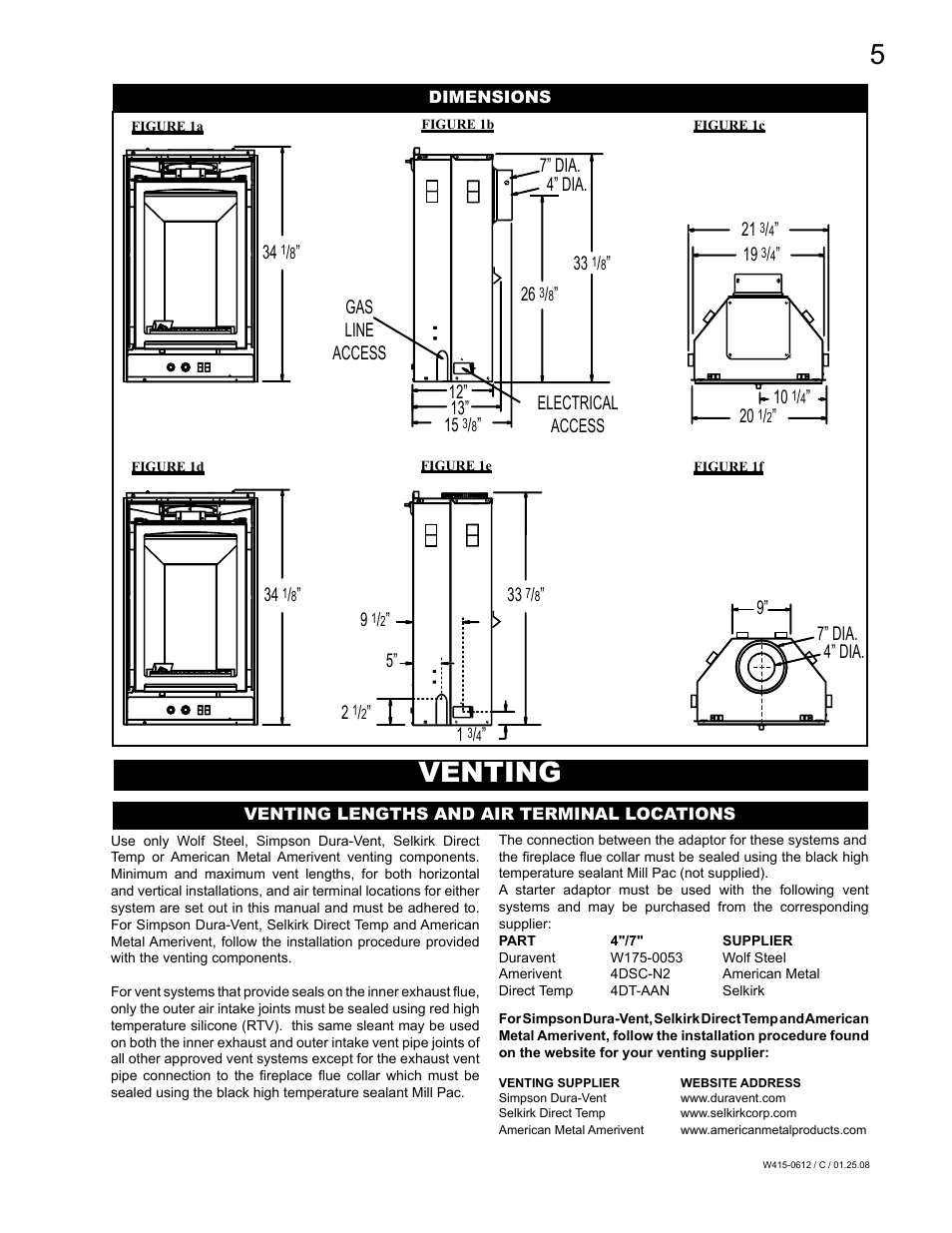 Venting | Napoleon Fireplaces Vittoria GD19P User Manual | Page 5 / 36