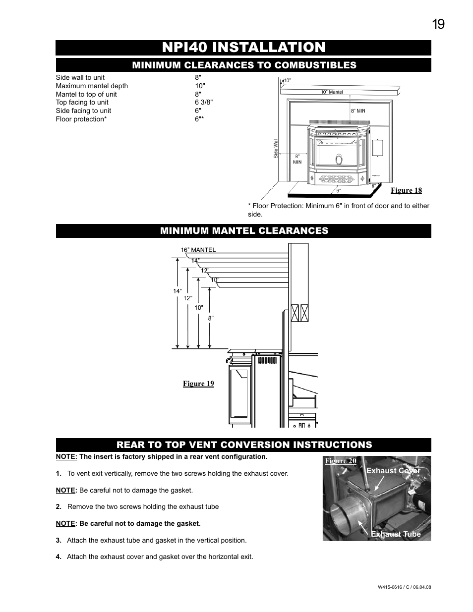 Npi40 installation | Napoleon Fireplaces NPI40 User Manual | Page 19 / 44