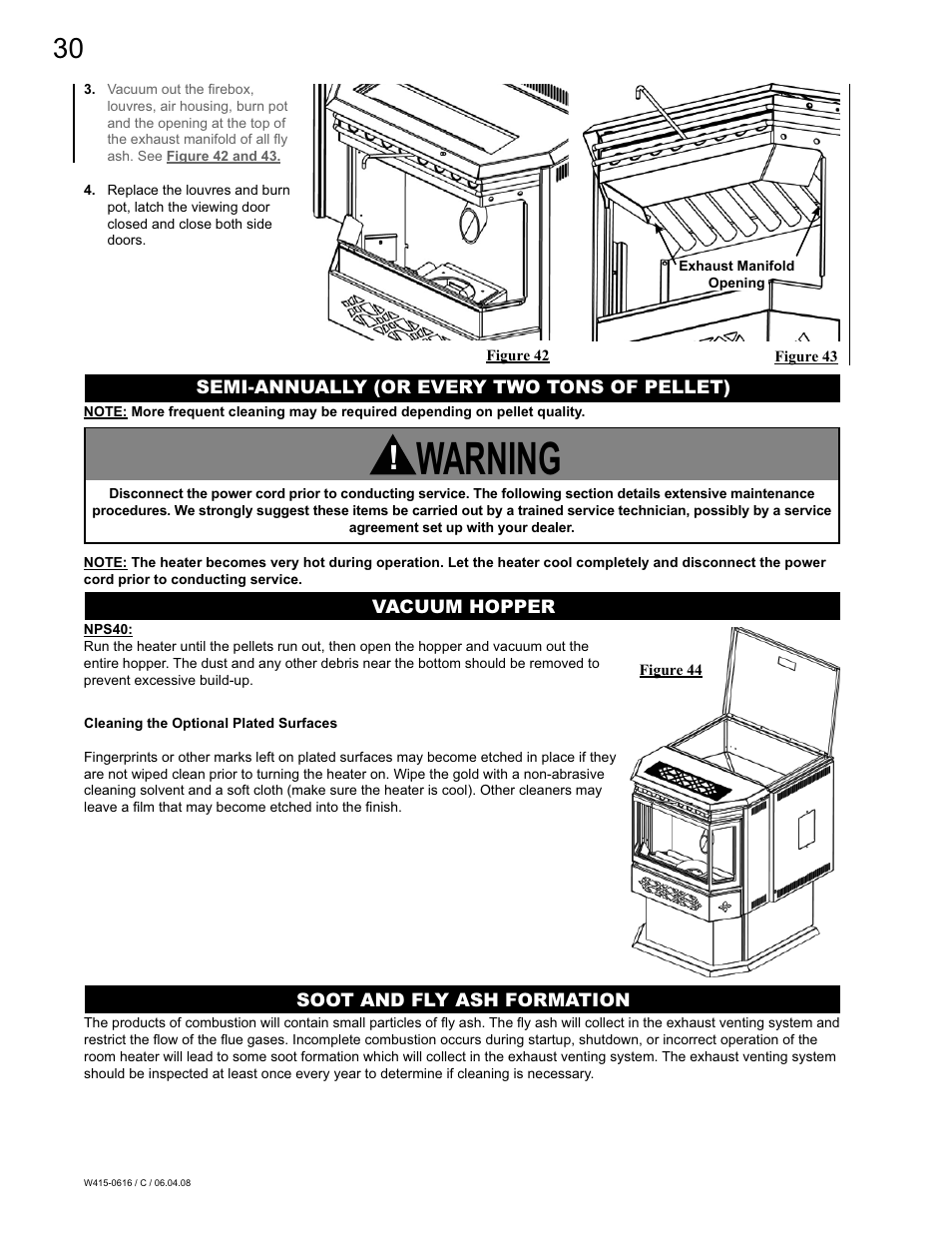 Warning | Napoleon Fireplaces NPI40 User Manual | Page 30 / 44