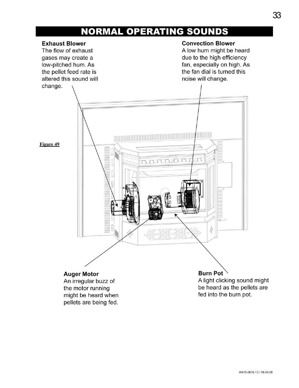 Normal operating sounds | Napoleon Fireplaces NPI40 User Manual | Page 33 / 44