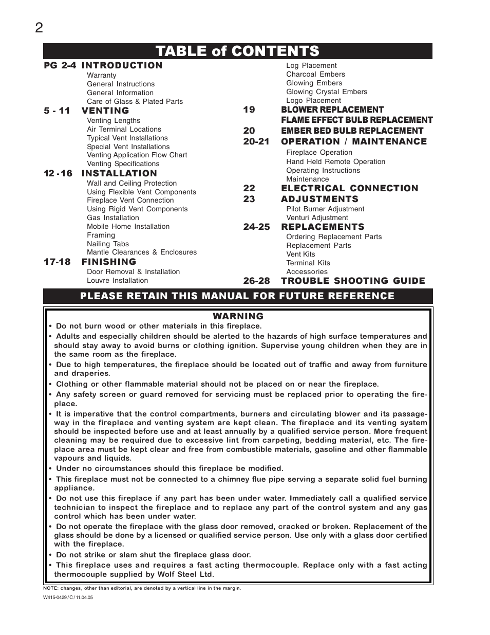 Napoleon Fireplaces GE38NT-M User Manual | Page 2 / 28