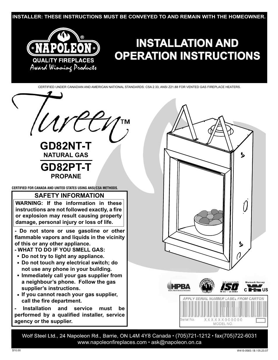 Napoleon Fireplaces GD82PT-T User Manual | 31 pages