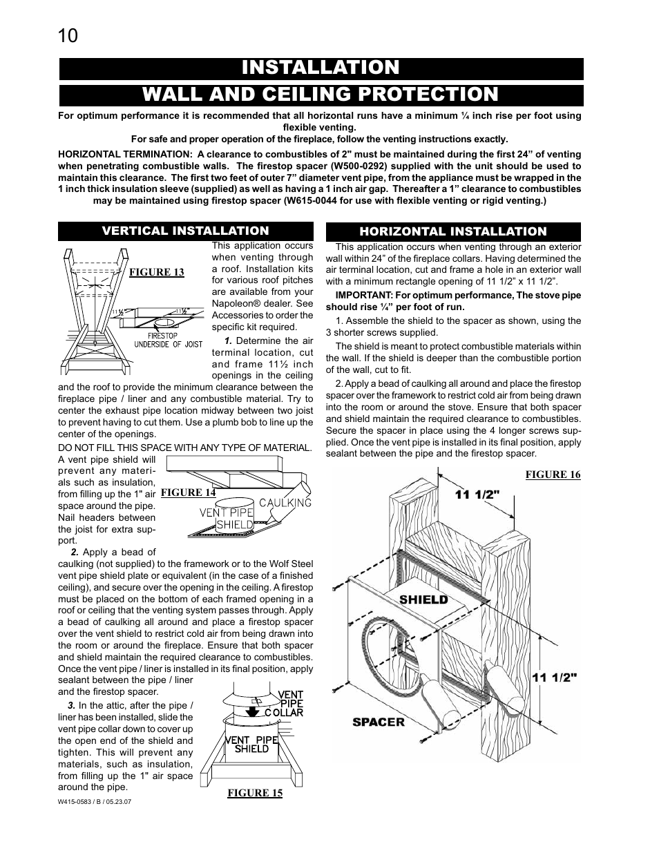 Installation wall and ceiling protection | Napoleon Fireplaces GD82PT-T User Manual | Page 10 / 31