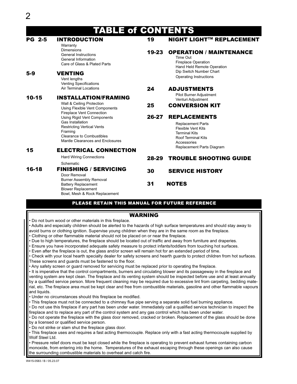 Napoleon Fireplaces GD82PT-T User Manual | Page 2 / 31