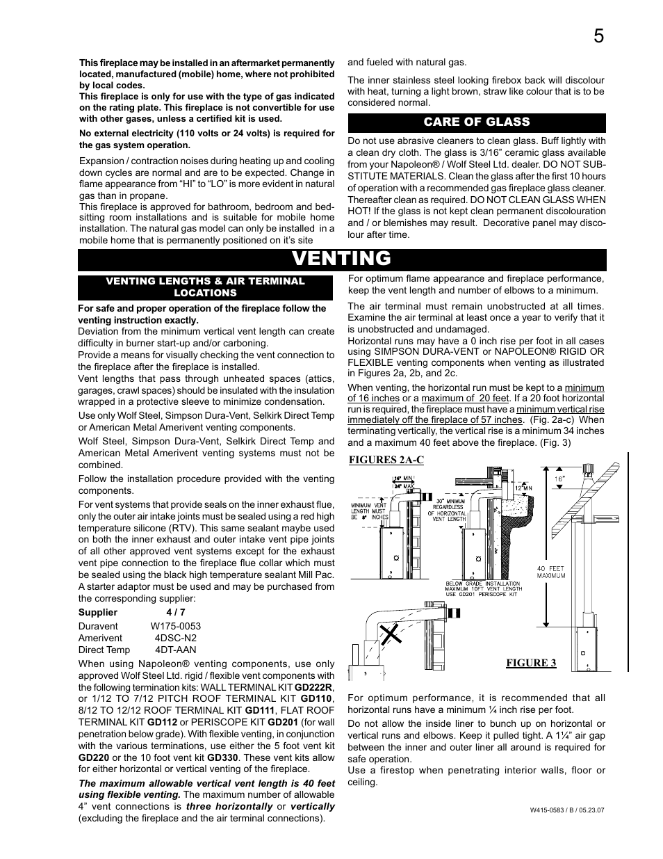 Venting | Napoleon Fireplaces GD82PT-T User Manual | Page 5 / 31