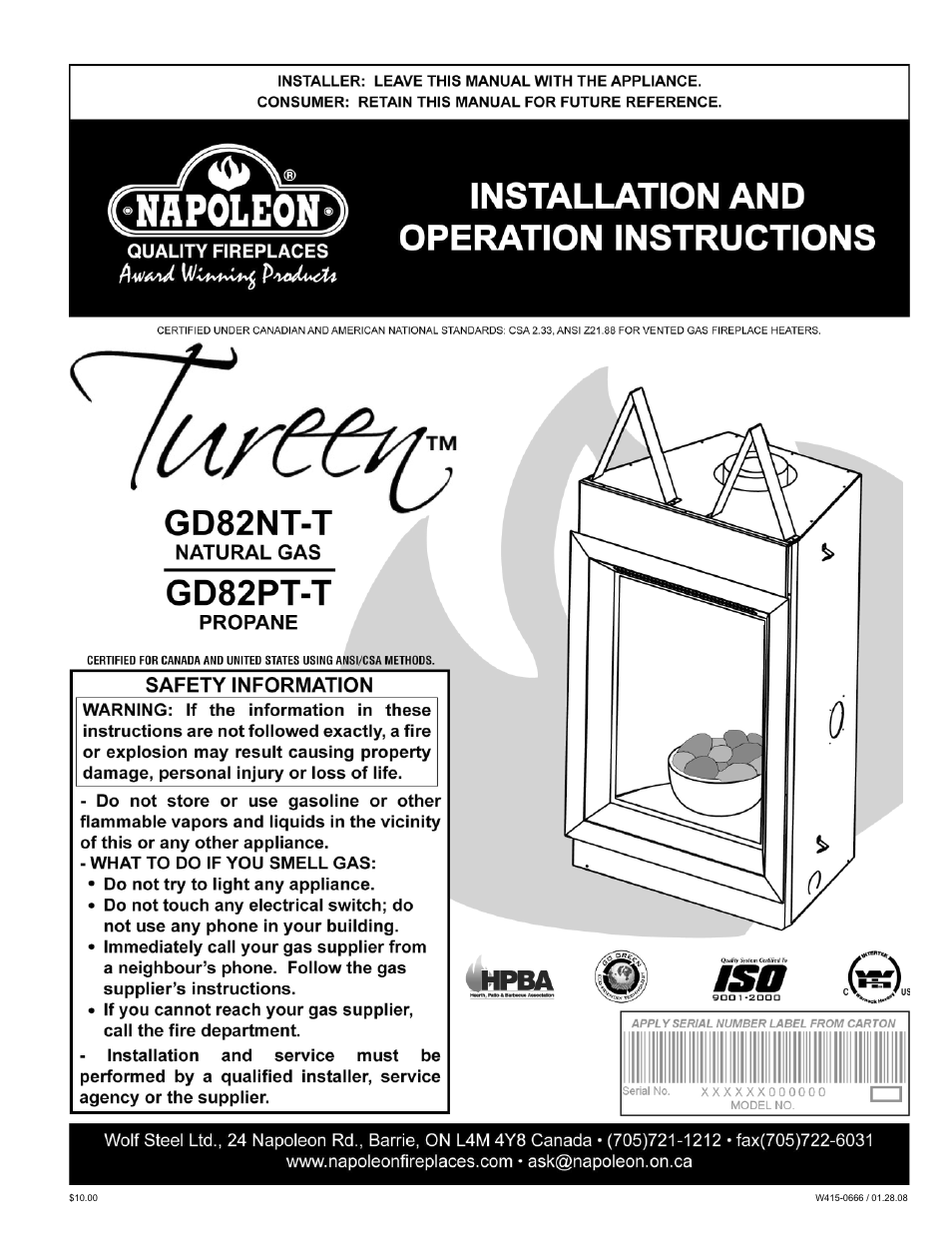 Napoleon Fireplaces GD82NT-T User Manual | 32 pages