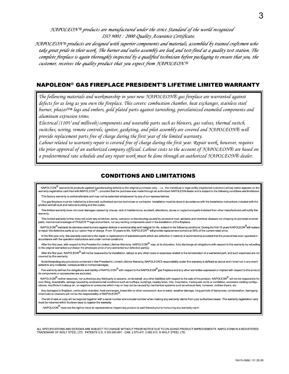 Napoleon Fireplaces GD82NT-T User Manual | Page 3 / 32