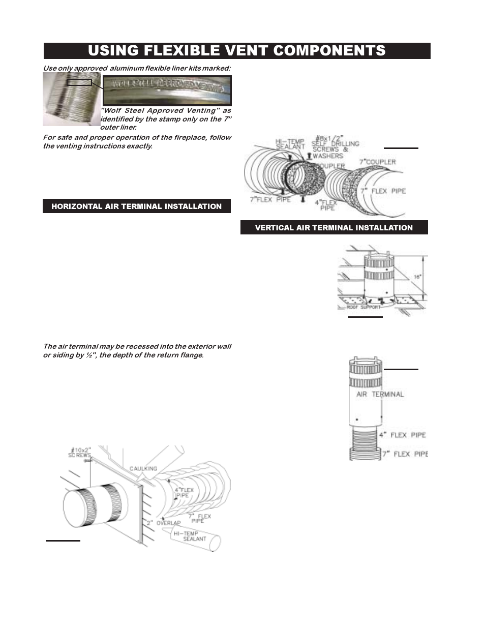 Using flexible vent components | Napoleon Fireplaces GD45-P User Manual | Page 10 / 24