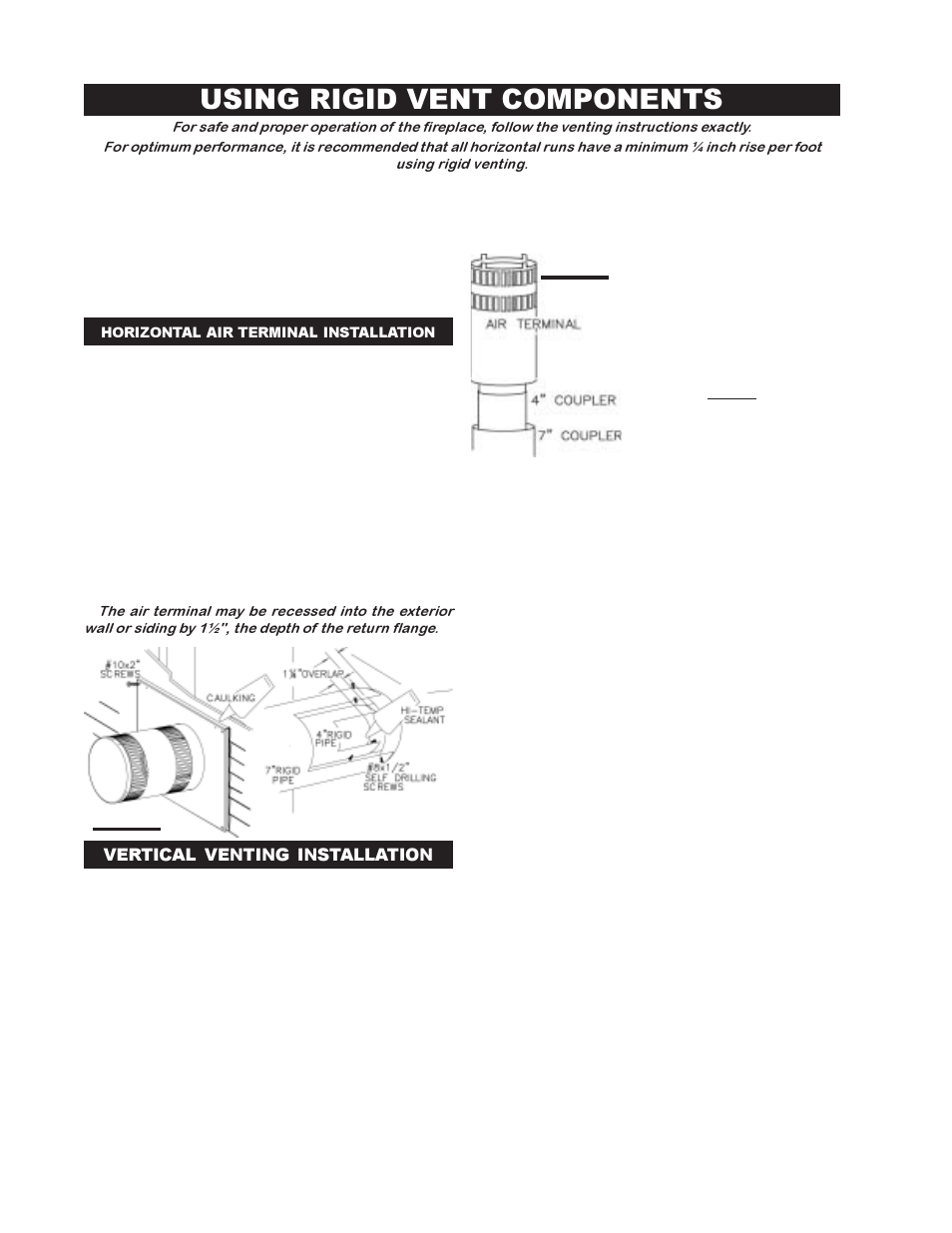 Using rigid vent components | Napoleon Fireplaces GD45-P User Manual | Page 12 / 24