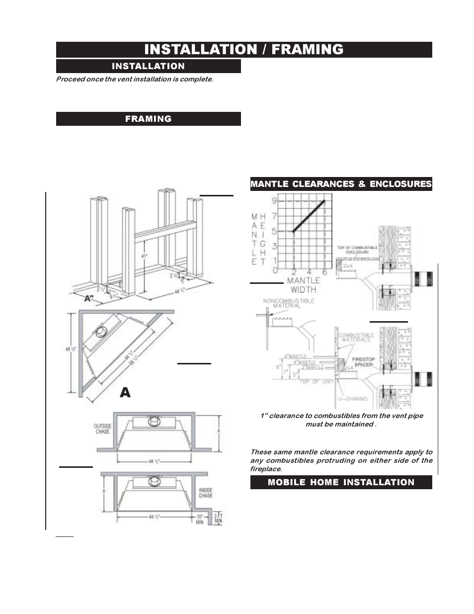 Installation / framing | Napoleon Fireplaces GD45-P User Manual | Page 13 / 24