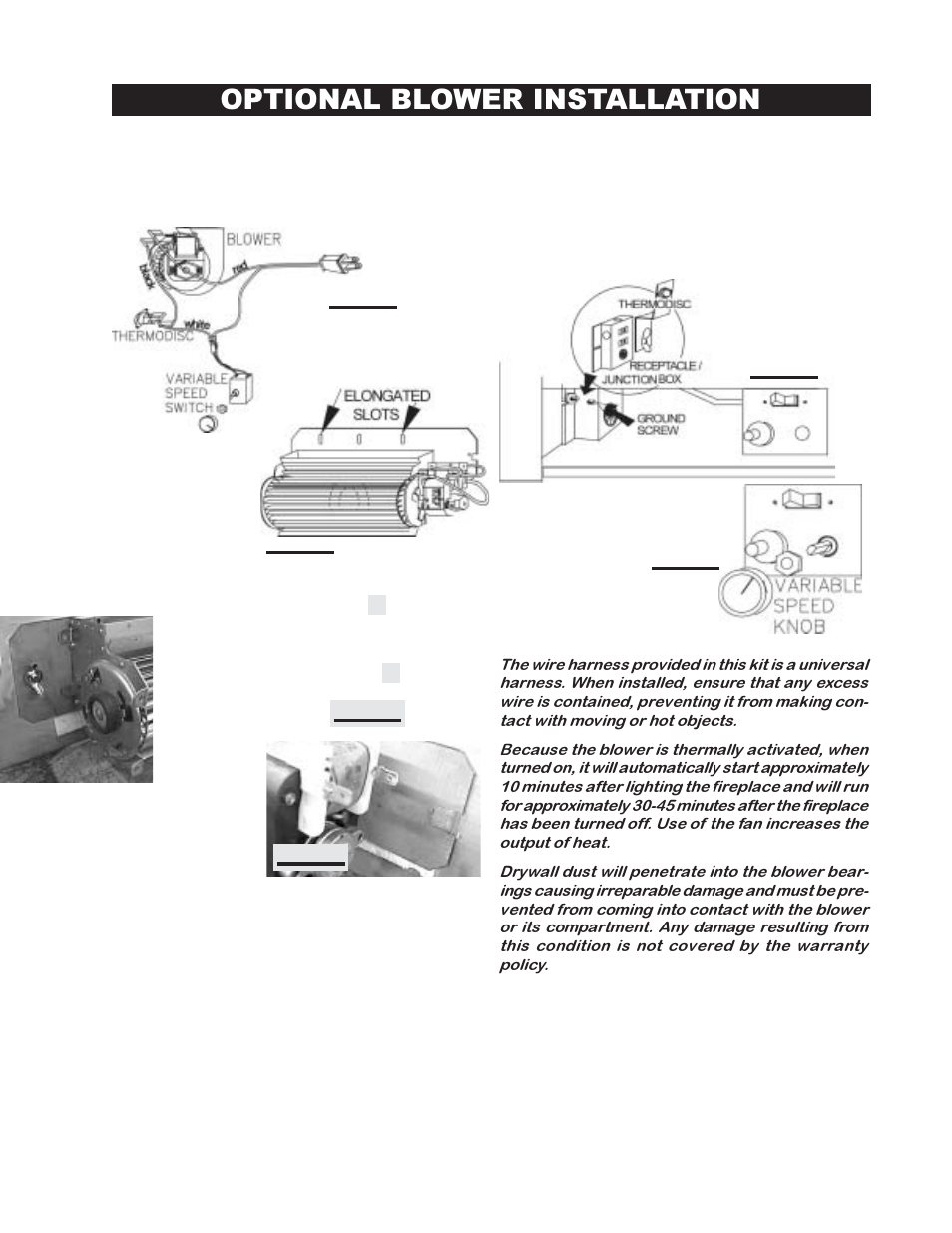 Optional blower installation, Cb a | Napoleon Fireplaces GD45-P User Manual | Page 17 / 24