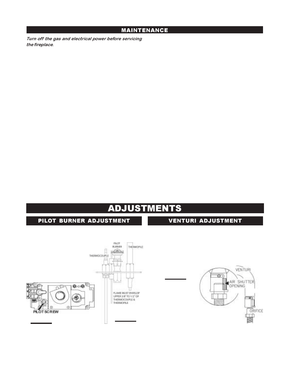 Adjustments | Napoleon Fireplaces GD45-P User Manual | Page 20 / 24