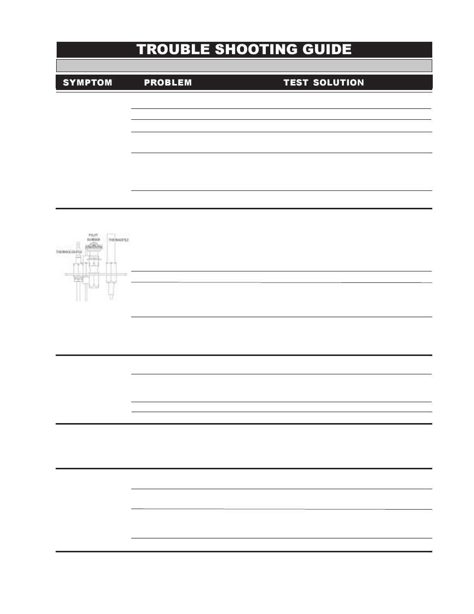 Trouble shooting guide, Symptom problem test solution | Napoleon Fireplaces GD45-P User Manual | Page 23 / 24