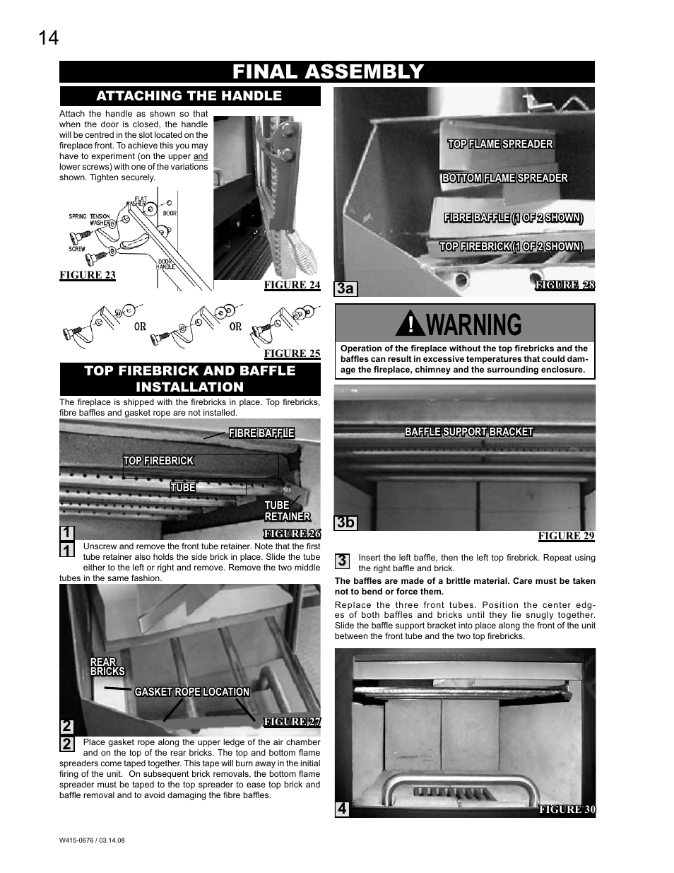 Warning, Final assembly, 3a 3b | Napoleon Fireplaces NZ-26 User Manual | Page 14 / 24