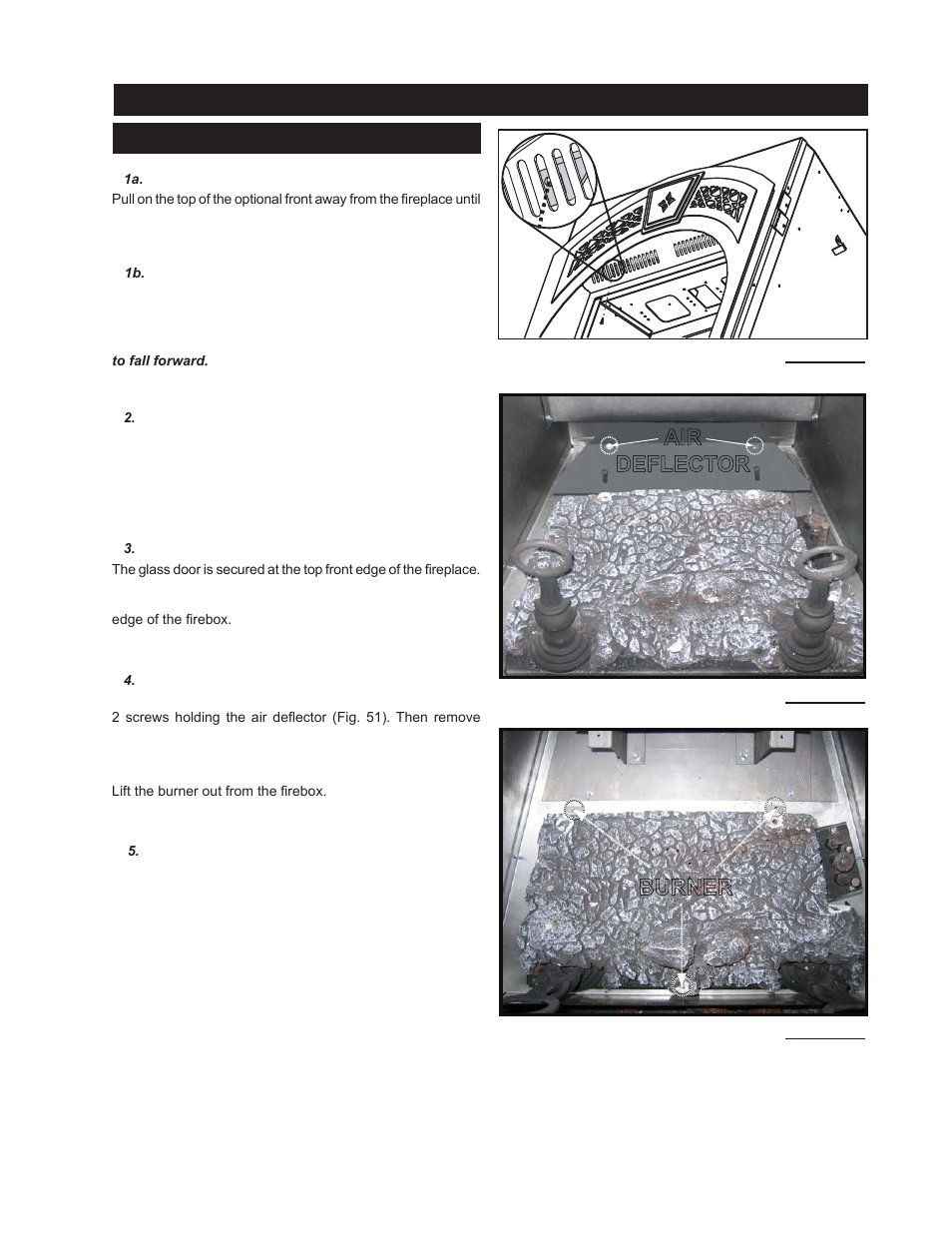 Remote, receiver and valve access, Air deflector burner | Napoleon Fireplaces GD82NT User Manual | Page 21 / 34