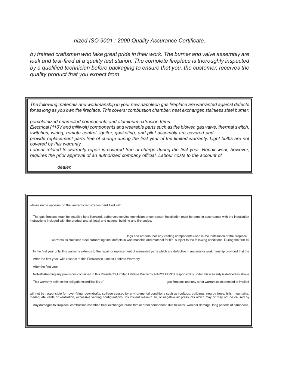 Conditions and limitations | Napoleon Fireplaces GD82NT User Manual | Page 4 / 34